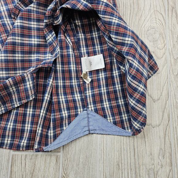 Eddie Bauer Shirt Mens Large Blue Red Plaid Button Up Short Sleeve Outdoor - Picture 6 of 8